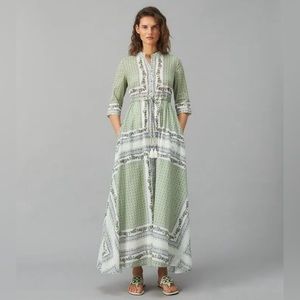 Tory Burch Printed Garden Botanical Caftan Large NWT